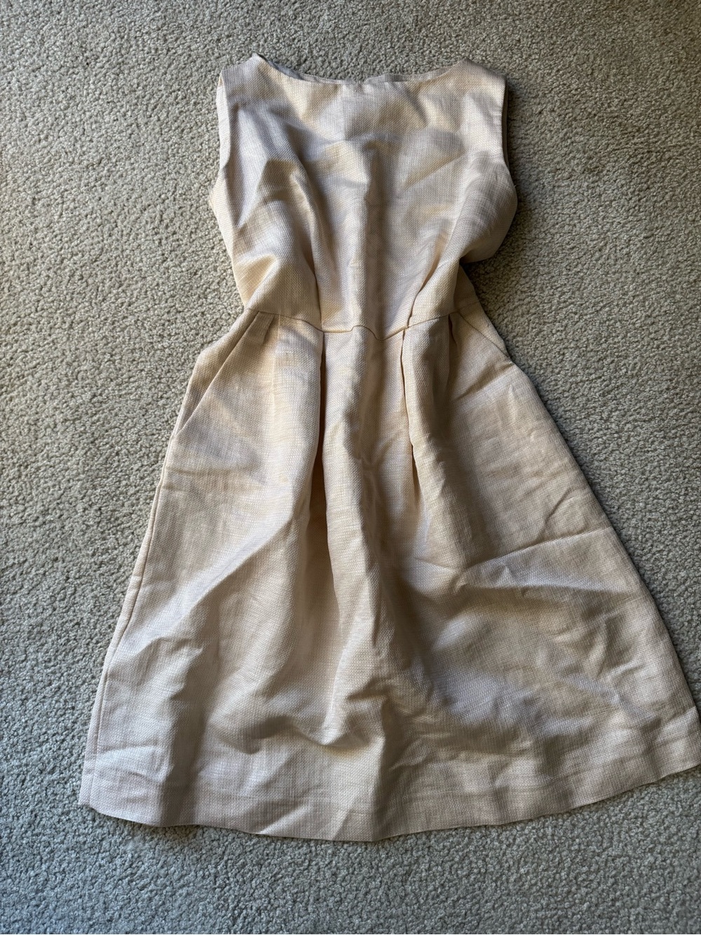 Tara Jarmon Sleeveless Beige A-Line Dress classy fit flare